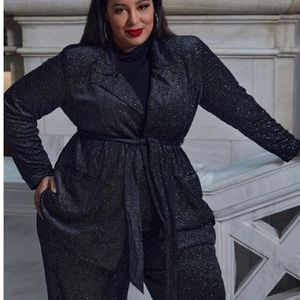 ELOQUII Black Velvet Robe Suit